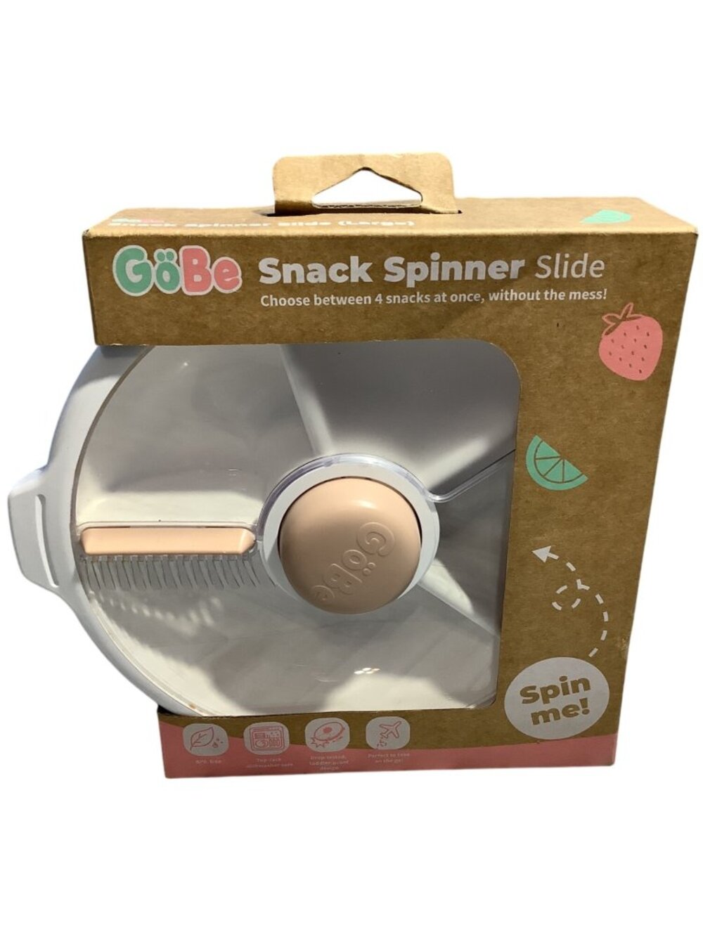 GoBe Snack Kid Snack Spinner Slide Lunch Large Food Storage Container Tan